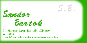 sandor bartok business card